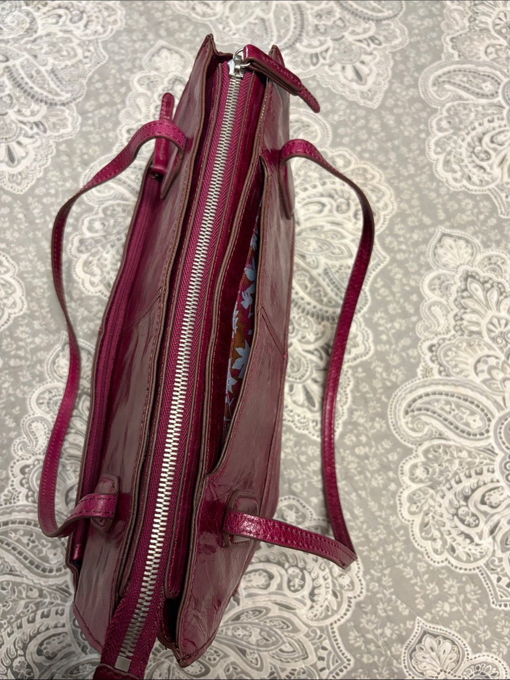 HOBO Leather Tote in Deep Raspberry - Picture 9 of 15